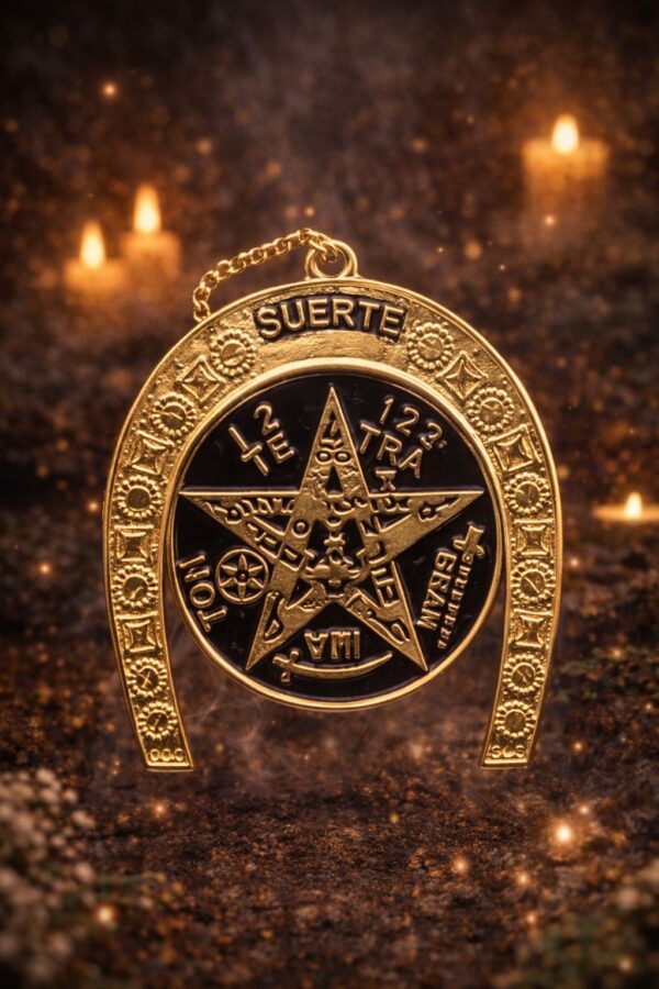 Herradura Esotérica con Estrella Pentagrama – Talismán de Protección y Suerte