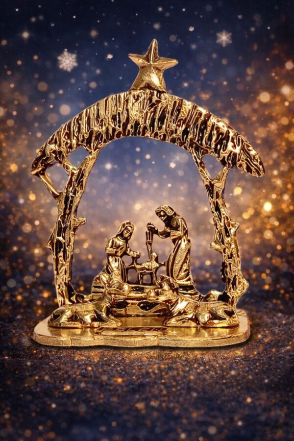 Pesebre en Metal con Estructura de Arco y Estrella Superior