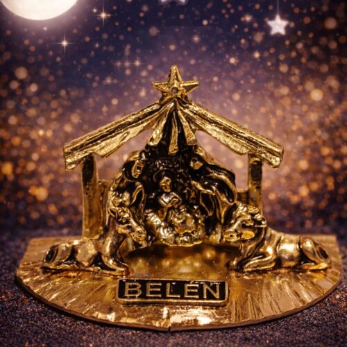 Pesebre mini Metálico – Diseño Establo Clásico