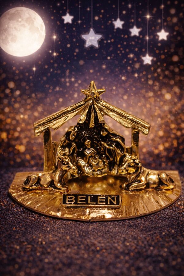 Pesebre mini Metálico – Diseño Establo Clásico