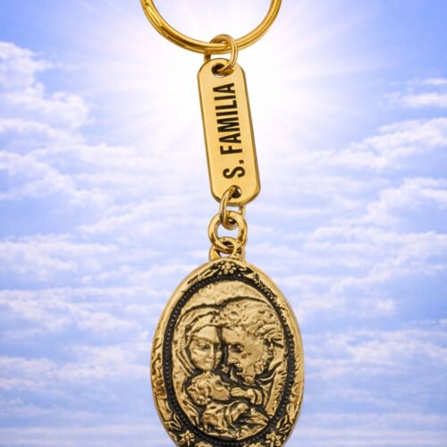 Llavero "Unión Divina: Sagrada Familia" en Latón Dorado