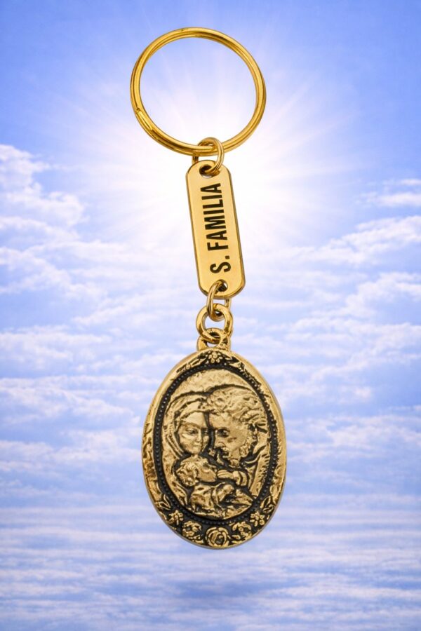 Llavero "Unión Divina: Sagrada Familia" en Latón Dorado